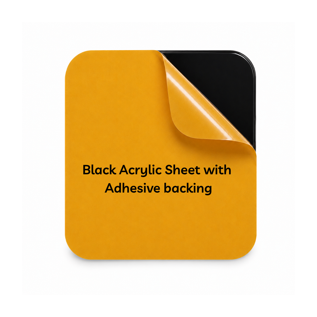 Black Cast Acrylic Sheet – Adhesive Backed | Easy Peel & Stick