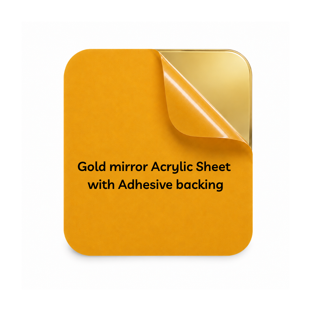 Gold mirror Cast Acrylic Sheet 2mm – Adhesive Backed | Easy Peel & Stick