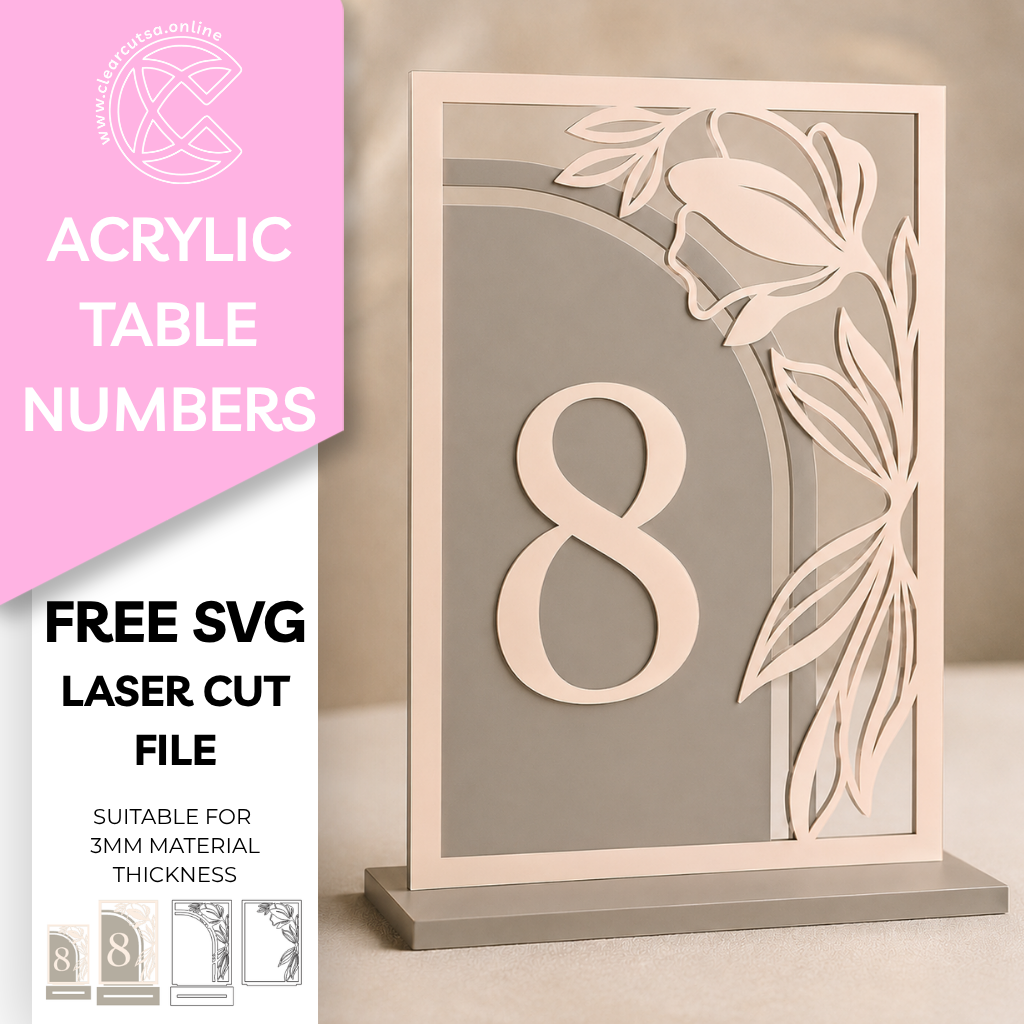 Acrylic Table Numbers - Free SVG Template